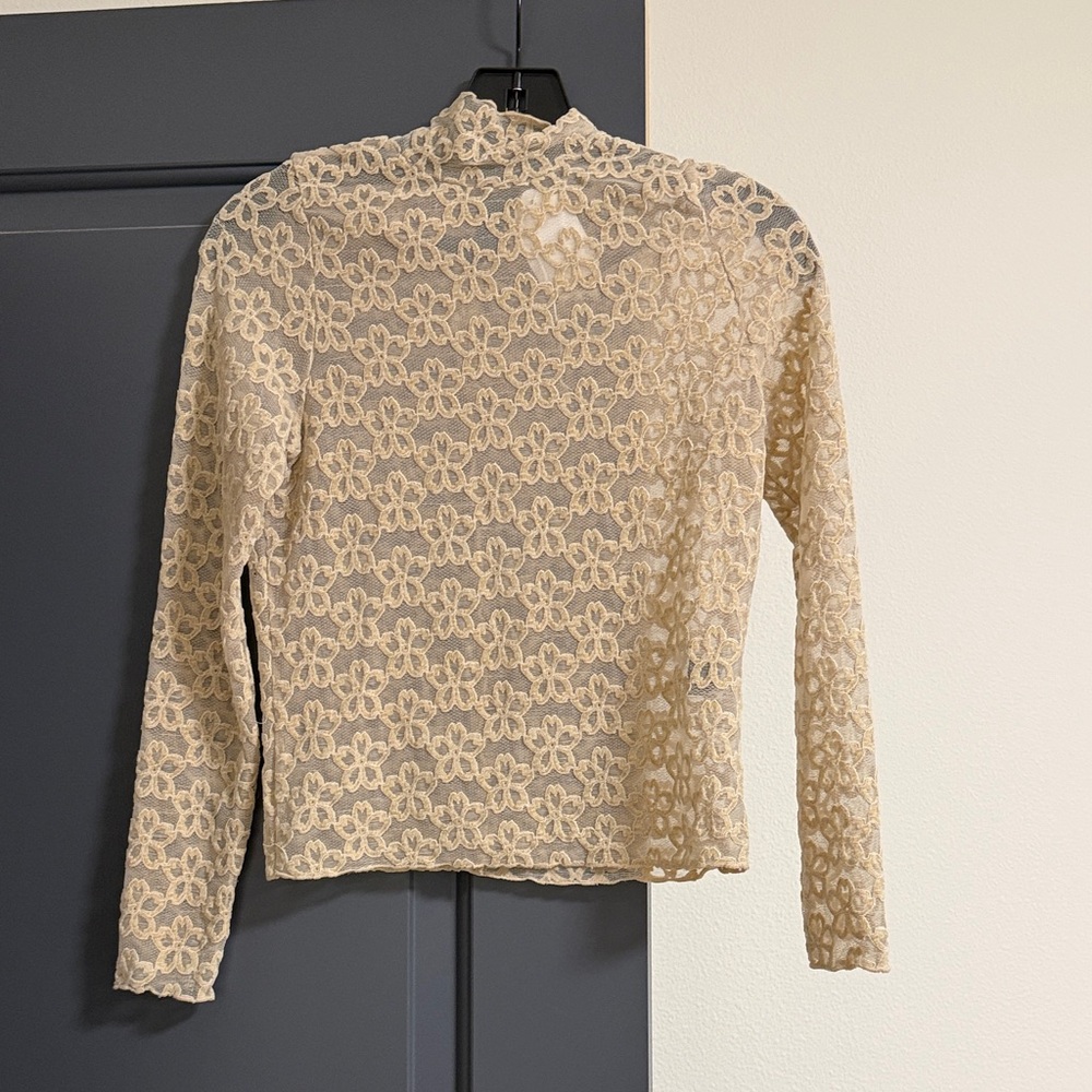 Line & Dot Cream Lace Sheer Blouse